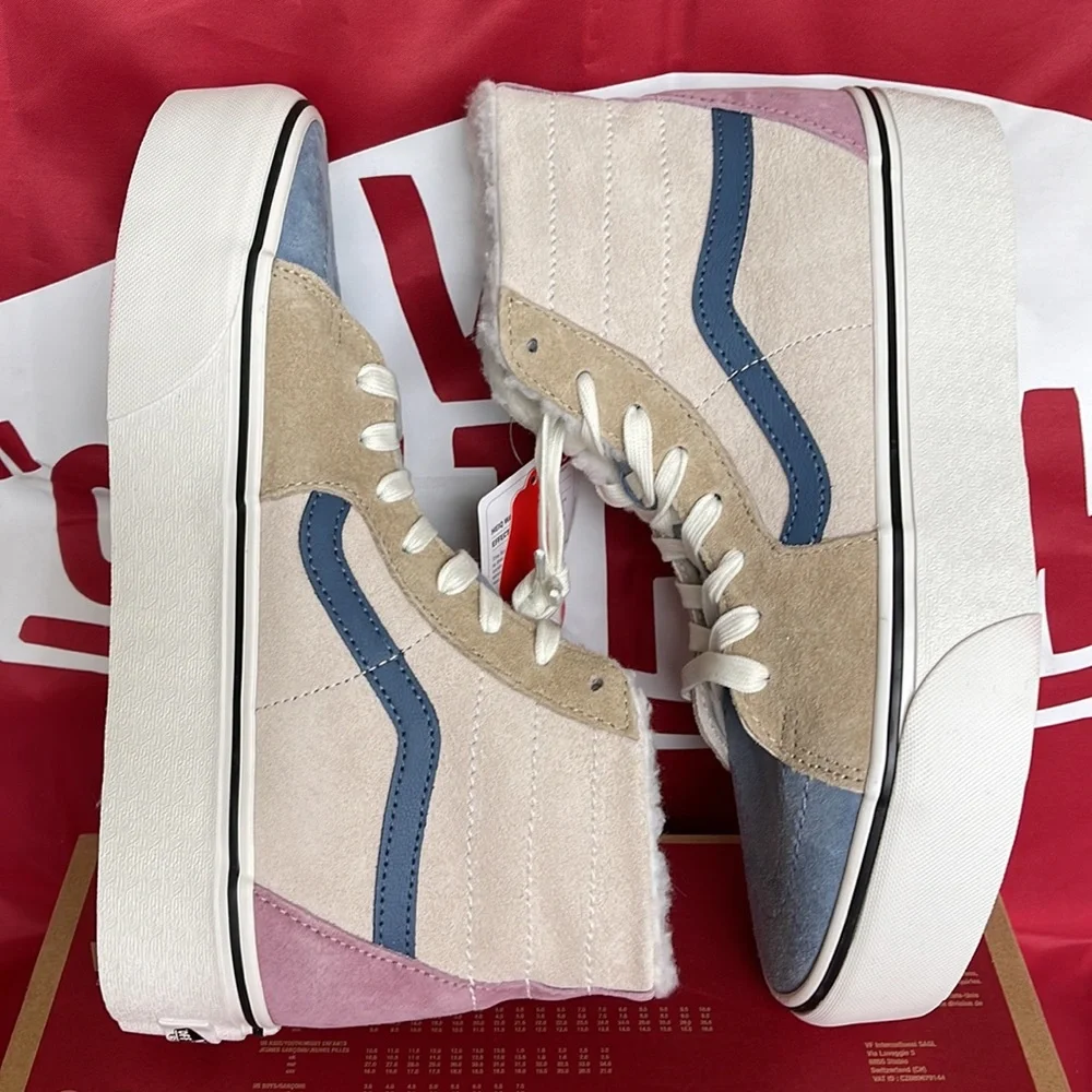 Vans Sk8-Hi Tapered Pig Suede/Sherpa Multi Co VN0A7Q5PMUL WMNS Platforms